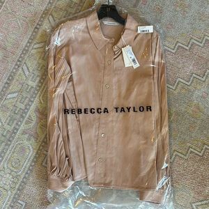 NWT Rebecca Taylor pleated sleeve blouse. Size L.